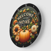 Welcome Home Floral Pumpkin Autumn Grote Klok (Hoek)