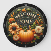 Welcome Home Floral Pumpkin Autumn Grote Klok (Voorkant)