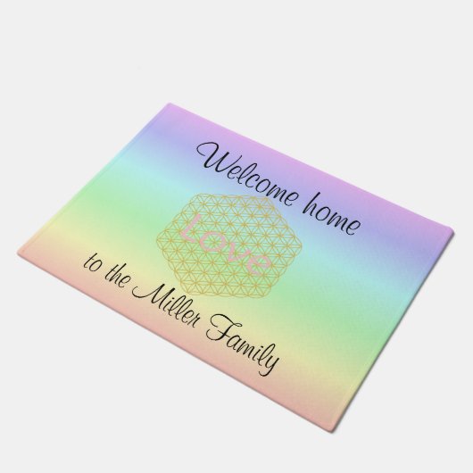 Welcome Home flower of life love Deurmat (Schuin)