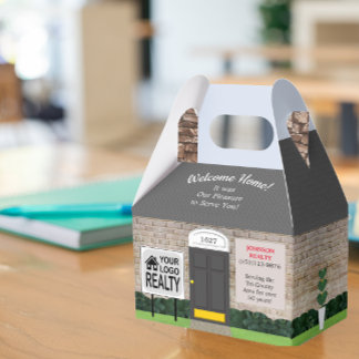 Welcome Home Makelaar Logo Witte Bakstenen Huis Gr Bedankdoosjes