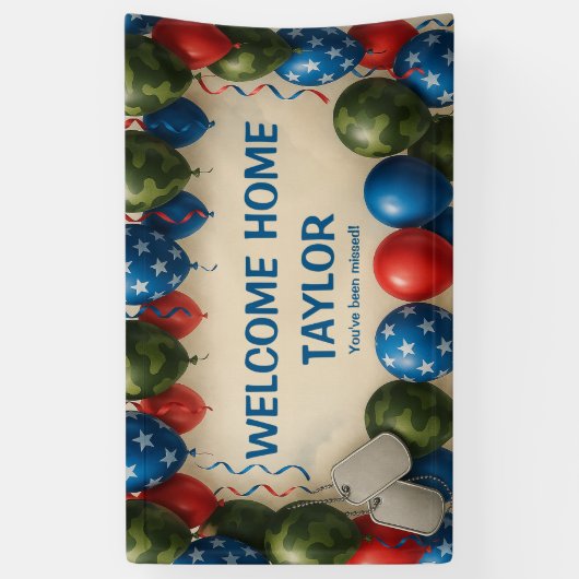 Welcome Home Military Banner – Custom Camo Balloon (Verticaal)