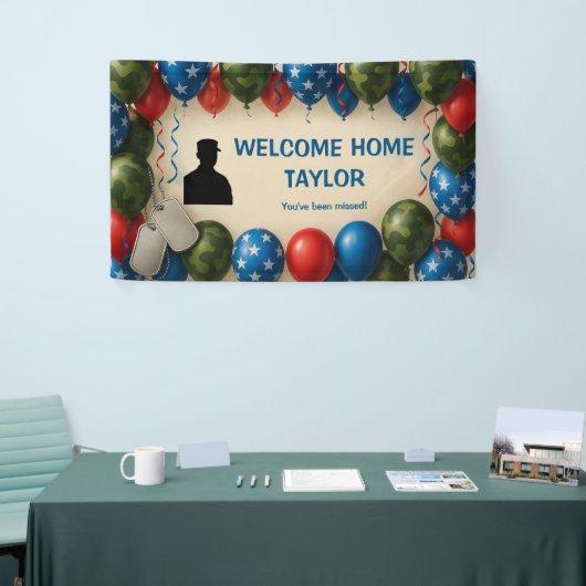 Welcome Home Military Banner – Custom Name Balloon (Beurs)