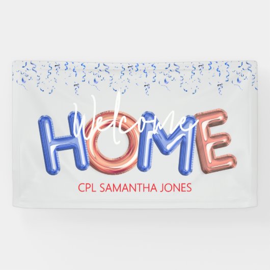 Welcome Home Patriotic Military Hero Party Poster Spandoek (Horizontaal)