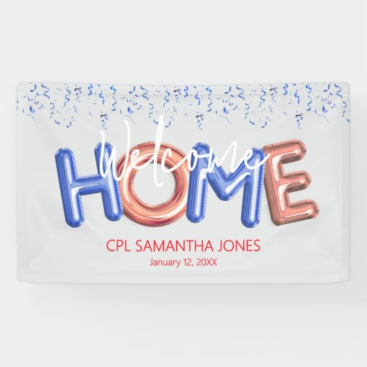 Welcome Home Patriotic Military Hero Party Poster Spandoek (Horizontaal)