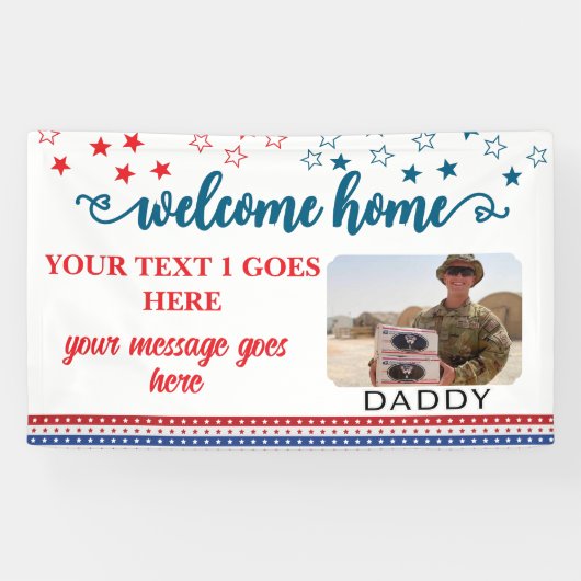 Welcome Home Soldier Patriotic Photo Custom Spandoek (Horizontaal)
