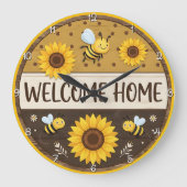 Welcome Home Sunflower Bee Grote Klok (Voorkant)