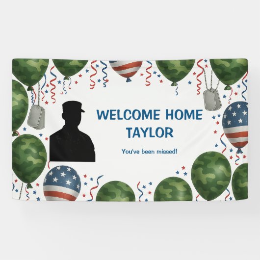 Welcome Home Veteran Banner – Patriotic Camo  (Horizontaal)