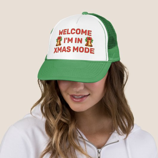 Welcome - I'm In Christmas Mode™ Trucker Hat Trucker Pet (In situ)