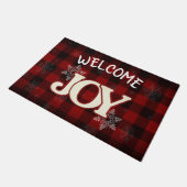 WELCOME JOY Elegant Red buffalo plaid Kerstmis Deurmat (Schuin)