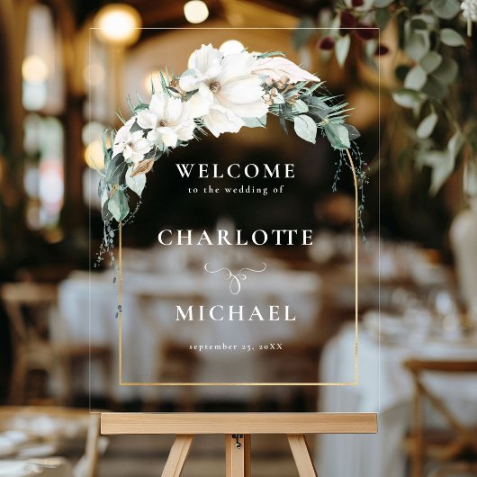 "WELCOME" LEAFY WEDDING FOAM BOARD ACRYL BORD
