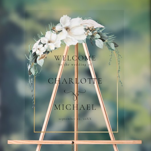 "WELCOME" LEAFY WEDDING FOAM BOARD ACRYL BORD (Neutraal)