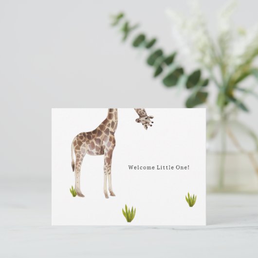 Welcome Little One Funny Giraffe New Baby Card Briefkaart (Staand voorkant)