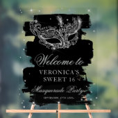 Welcome Masquerade black silver glitter Sweet 16 Acryl Bord (Neutraal)