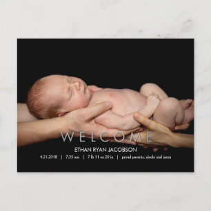 WELCOME Modern Birth Announounding Aankondigingskaart