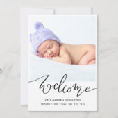 Welcome Modern Script Birth Announcement Aankondiging (Voorkant)