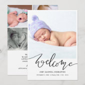 Welcome Modern Script Birth Announcement Aankondiging (Voorkant / Achterkant)