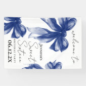 Welcome Navy Bow Coquette Script Sweet 16  Spandoek (Horizontaal)