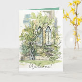 Welcome New Church Member Ivy Windows Kaart (Gele Bloem)