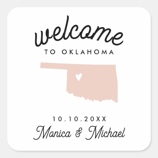 WELCOME OKLAHOMA Destination Weduwen OM ALLE KLEUR Vierkante Sticker (Voorkant)
