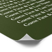 Welcome Olive Green Wedding Table Seating Poster (Hoek)