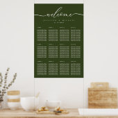 Welcome Olive Green Wedding Table Seating Poster (Keuken)