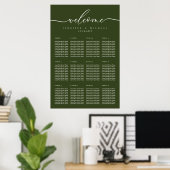Welcome Olive Green Wedding Table Seating Poster (Thuiskantoor)