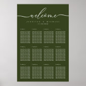 Welcome Olive Green Wedding Table Seating Poster (Voorkant)