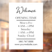 Welcome Open Hours Logo QR Biz door sign Raamsticker (Vel 2)