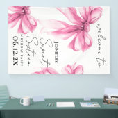 Welcome Pink Bow Coquette Script Sweet 16 Party Spandoek (Beurs)