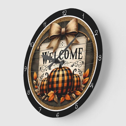 Welcome Plaid Pumpkins Grote Klok (Hoek)