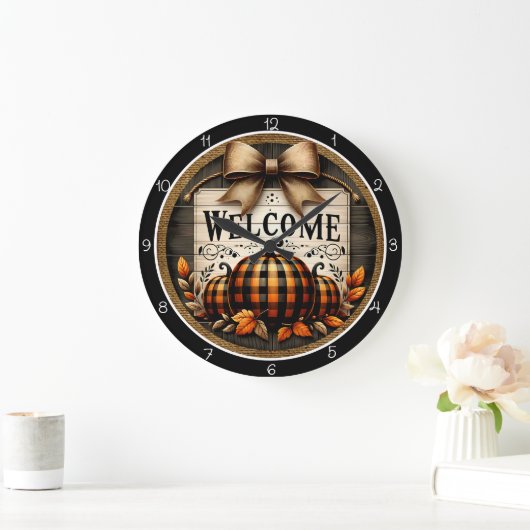 Welcome Plaid Pumpkins Grote Klok (Huis)