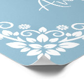 Welcome Poster Floral Cross Christening Sky Blue (Hoek)