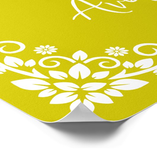 Welcome Poster Floral Cross Christening Yellow (Hoek)