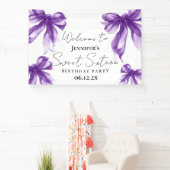 Welcome Purple Bow Coquette Script Sweet 16  Spandoek (Insitu)