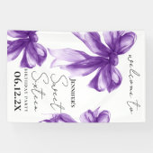 Welcome Purple Bow Coquette Script Sweet 16  Spandoek (Horizontaal)