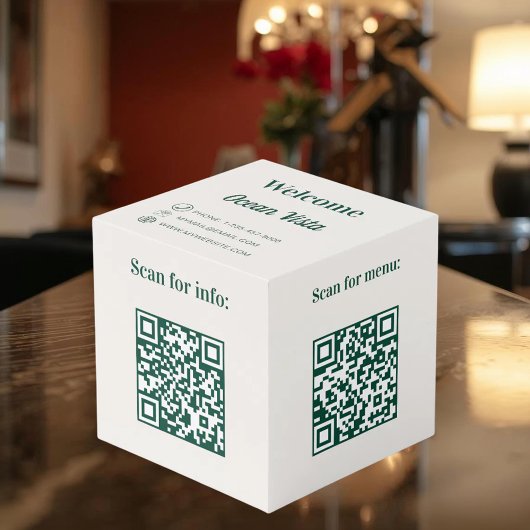 Welcome QR codes info hotel restaurant table ivory Kubus