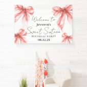 Welcome Rose Gold Bow Coquette Script Sweet 16 Spandoek (Insitu)
