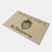 WELCOME Rustic Black Strawberry, persoonlijk Deurmat (Schuin)