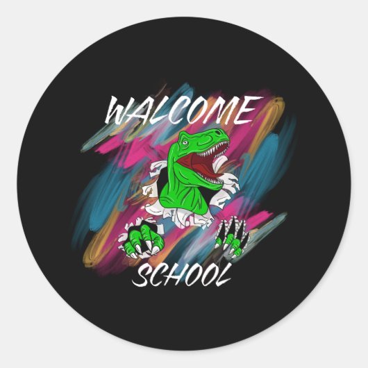WELCOME SCHOOL WELCOME  BACK TO SCHOOL  RONDE STICKER (Voorkant)