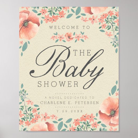 WELCOME SIGN |  Baby Floral Storybook Poster (Voorkant)