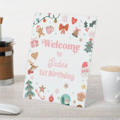 Welcome Sign Christmas Birthday Oh What Fun Girl  Reclamebord Met Voetstuk (Insitu)