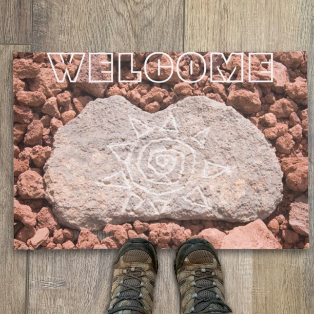 WELCOME Southwestern Sun Etched Arizona Lava Rock Deurmat (Creator heeft geüpload)