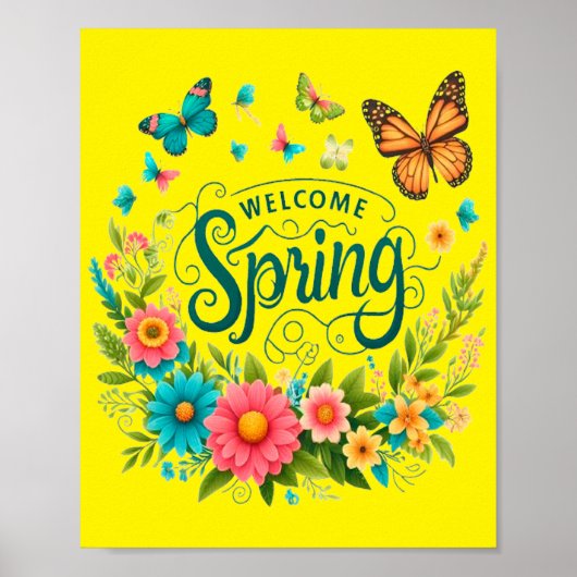 Welcome spring floral  poster (Voorkant)