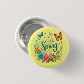 Welcome spring floral  ronde button 3,2 cm (Voorkant /achterkant)