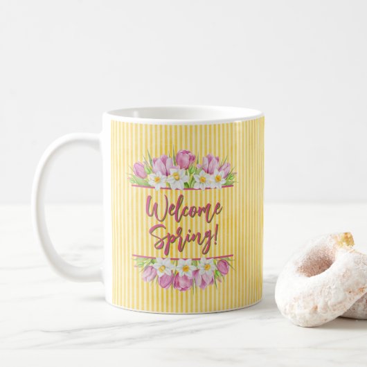 Welcome Spring Tulip and Daffodil Koffiemok (Met donut)