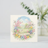 Welcome Spring Watercolor Flowers and Hummingbirds Kaart (Staand voorkant)