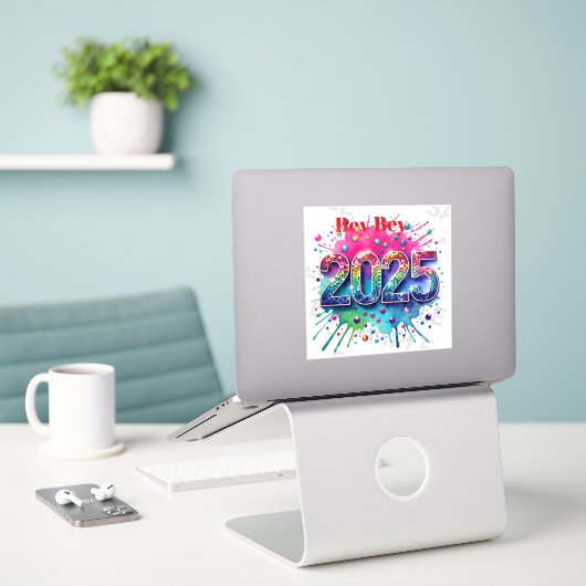 Welcome the New Year Sticker Design (Laptop op bureau)