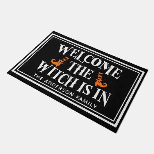 "Welcome, The Witch Is In" Funny Halloween Deurmat (Schuin)