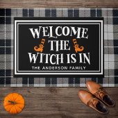 "Welcome, The Witch Is In" Funny Halloween Deurmat