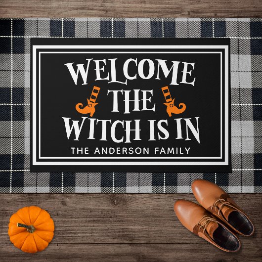 "Welcome, The Witch Is In" Funny Halloween Deurmat